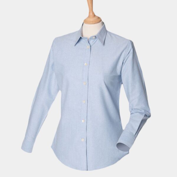 Henbury Ladies Long Sleeve Classic Oxford Shirt Thumbnail