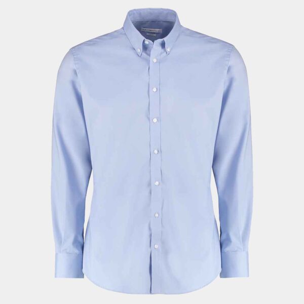 Kustom Kit Slim Fit Stretch Long Sleeve Oxford Shirt Thumbnail