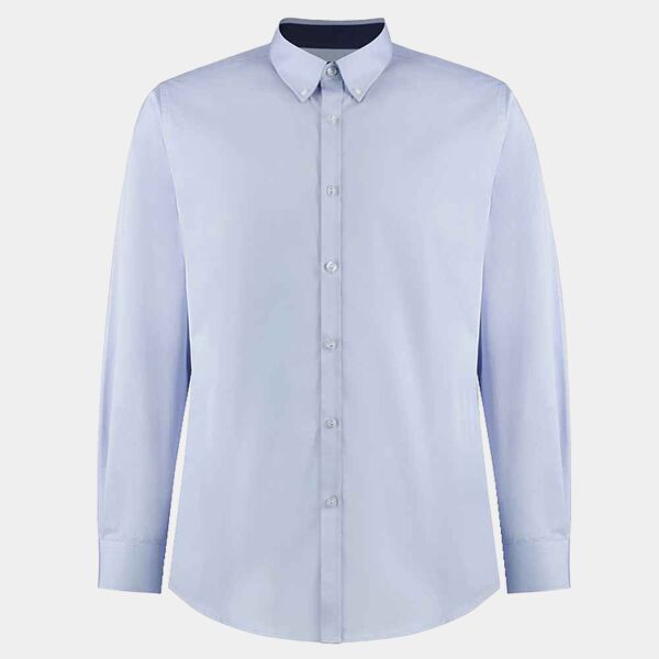 Kustom Kit Premium Long Sleeve Contrast Tailored Oxford Shirt Thumbnail